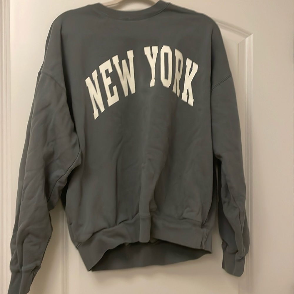 John Galt New York Sweatshirt Teal/Green with Pockets from Pacsun (oversized)